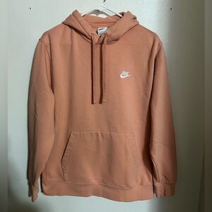 NIKE Classic Fleece Activewear Hoodie with Embroidered Logo Peach White Wms Sz L
